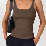 Nadorine 2 Packs Womens Ribbed Tank Tops Square Neck Tops