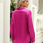 Nadorine Satin Blouses Casual Long Sleeve Button Down Silk Shirts