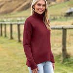 Nadorine Pullover Women's Turtleneck Elegant Long Sleeve Jumper