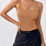 Nadorine 2 Packs Womens Ribbed Tank Tops Square Neck Tops