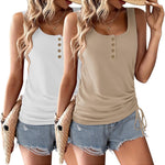 Zeagoo Womens Tank Tops 2 Pack U Neck Sleeveless Tops