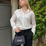 Nadorine Women's Satin Blouse V-Neck Causal Satin Blouses (DE Only)