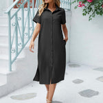 Nadorine Women's Short Sleeve Button Down Blouse Dress (DE Only)