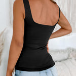 Nadorine Women's Square Neck Double Lined Tank Tops