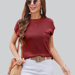 Nadorine Sleeveless Cape Sleeve Knit Ribbed Tank Tops