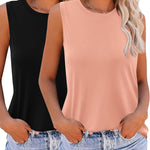 Nadorine Floral Print Sleeveless T Shirts Loose Fit Summer Tunic Blouse