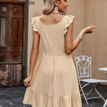 Zeagoo Womens Casual Ruffle Tiered Floral Square Neck Sundresses