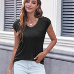 Zeagoo Women's V-Neck Short Sleeve T-Shirt with Pocket Top (DE Only)