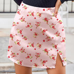 Nadorine Satin Silk High Waisted Split Slit Hem Aline Zipper Party Short Skirt