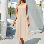Nadorine Floral Beach Sundress Casual A-Line Midi Tank Dresses