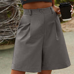 Nadorine Shorts Casual Elastic High Waist Wide Leg Short Trousers (DE Only)