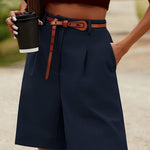 Nadorine Shorts Casual Elastic High Waist Wide Leg Short Trousers (DE Only)