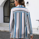 Nadorine Button Down Shirts Loose Fit Striped Long Sleeve Fall Blouse