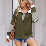 Zeagoo Women's Sweatshirt Striped Long Sleeve Henley Button Tunic Tops