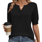 Nadorine Casual V Neck Short Sleeve Knit Sweater (US Only)