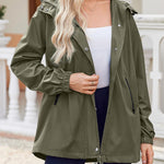 Nadorine Rain Jacket Women Lightweight Waterproof Hooded Zip Raincoat