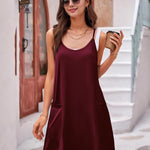 Nadorine Spaghetti Strap Dress Casual V Neck Beach Dress (DE Only)