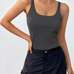 Nadorine 2 Packs Womens Ribbed Tank Tops Square Neck Tops