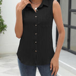 Nadorine Sleeveless Button Down Shirts V Neck Solid Tank Tops