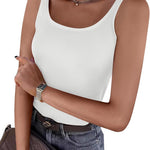 Nadorine 2 Packs Womens Ribbed Tank Tops Square Neck Tops