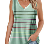 Nadorine Pleated Tank Tops Loose Fit V Neck Sleeveless Tops