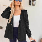 Nadorine Rain Jacket Women Lightweight Waterproof Hooded Zip Raincoat