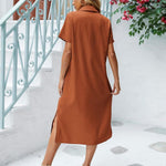 Nadorine Women's Short Sleeve Button Down Blouse Dress