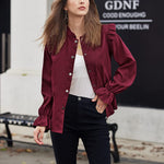 Women Corduroy Shirts Long Sleeve Button Down Shacket Jacket Ruffle Blouses Top S-XXL - Nadorine (Us Only)