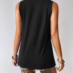 Nadorine Tank Top Blouses Scooped Neck Pleated Front Shirts