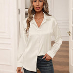 Nadorine Blouses for Women Silk Button Down Shirts