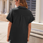 Nadorine Women's Cotton Button Down Shirts Short Sleeve Casual Shirts