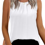 Nadorine Blouse Top Chiffon T-Shirt Sleeveless Crew Neck Tops (DE Only)