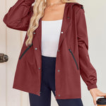 Nadorine Rain Jacket Women Lightweight Waterproof Hooded Zip Raincoat