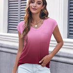 Zeagoo Womens Cap Sleeve V Neck T Shirts with Pocket