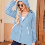 Nadorine Rain Jacket Women Lightweight Waterproof Hooded Zip Raincoat