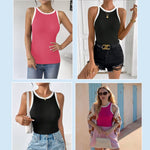 Nadorine 2 Pack Tank Tops Sleeveless Ribbed Shirts