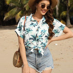 Nadorine Short Sleeve Casual Roll-Up Cuffed Tops
