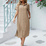 Nadorine Women's Short Sleeve Button Down Blouse Dress (DE Only)