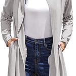 Hooded Long Cardigans Maxi Cardigan with Hood Open Front Lightweight Duster Coat with Pocket - Nadorine (Us Only)