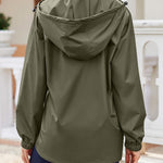 Nadorine Rain Jacket Women Lightweight Waterproof Hooded Zip Raincoat