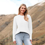 Nadorine Women's Long Sleeve Sweater Casual Ribbed Knit Pullover