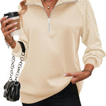 Zeagoo Women's Sweatshrits Quarter Zip Pullover Casual Cable Outfits