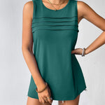 Nadorine Tank Top Blouses Scooped Neck Pleated Front Shirts