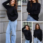 Nadorine Pullover Damen Strickpullover Warm Winterpullover Rundhals (DE Only)