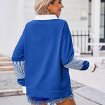 Zeagoo Women's Sweatshirt Striped Long Sleeve Henley Button Tunic Tops