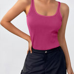 Nadorine 2 Packs Womens Ribbed Tank Tops Square Neck Tops