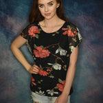 Nadorine Batwing Chiffon Blouse Tunic T-Shirt (DE Only)