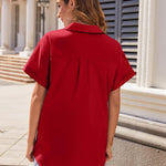 Nadorine Women's Cotton Button Down Shirts Short Sleeve Casual Shirts
