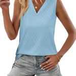Nadorine Women Eyelet Tank Tops Sleeveless Shirts V Neck Cute Top