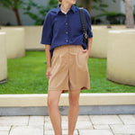 Nadorine Shorts Casual Elastic High Waist Wide Leg Short Trousers (DE Only)